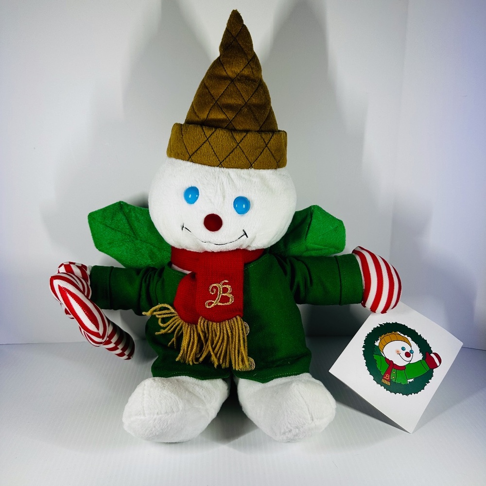 Mr. Bingle 21"  Plush Christmas Snowman 2014 Green Jacket Candy Cane Dillard's